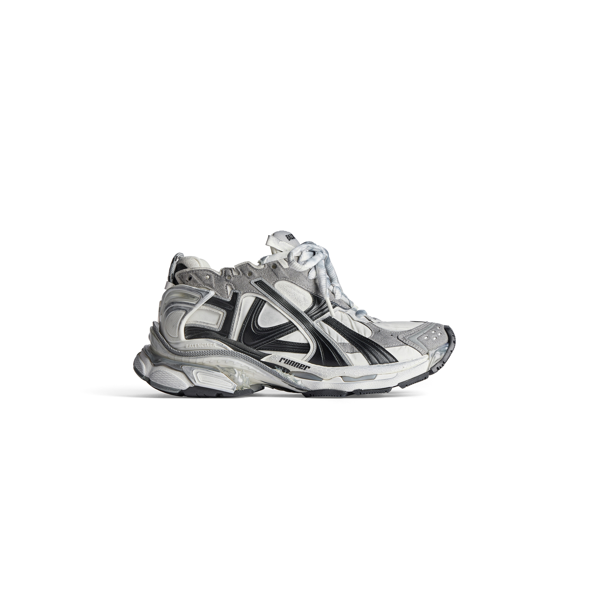 BALENCIAGA MEN'S RUNNER SNEAKER IN GREY WHITE BLACK 772774W3RNY9012 BALENCIAGA MEN'S RUNNER SNEAKER IN GREY WHITE BLACK 772774W3RNY9012